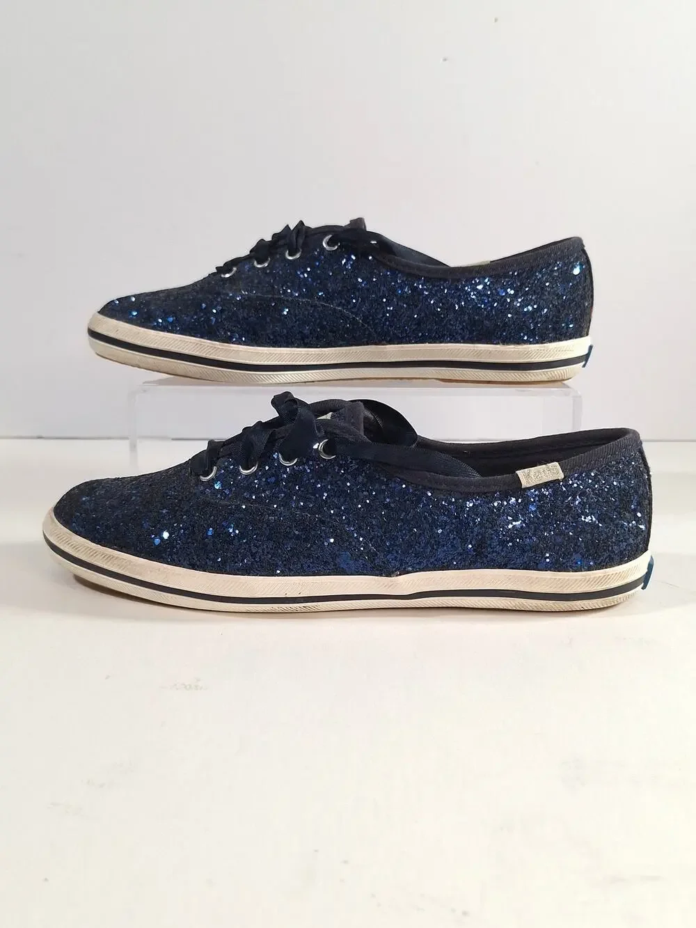 Keds X Kate Spade sz 6 Blue Glitter Women's Sneakers Casual Classic Preppy